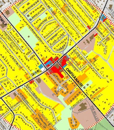 Use GIS to forecast traffic. This map highlights challenges at an intersection in Fort Mitchell, Kentucky, where forecasting shows traffic is expected to worsen based on land use changes.